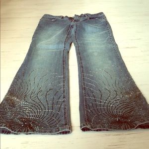 Top shop embroidered beaded flare jeans
